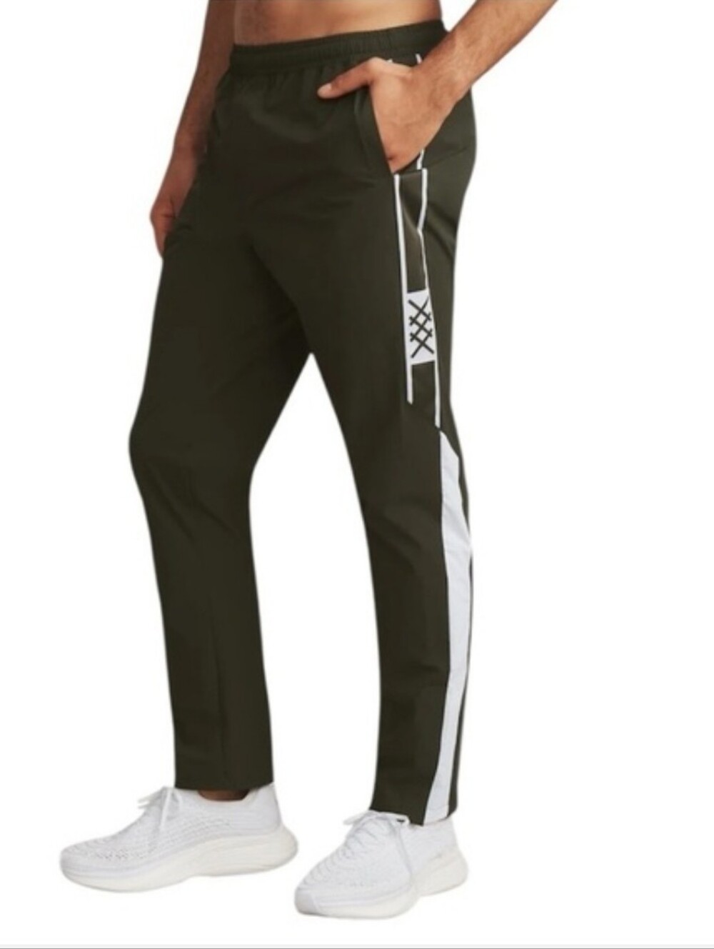 RHONE NWT Coaches Track Pants XXL Black/White Snap Leg Drawstring Waist